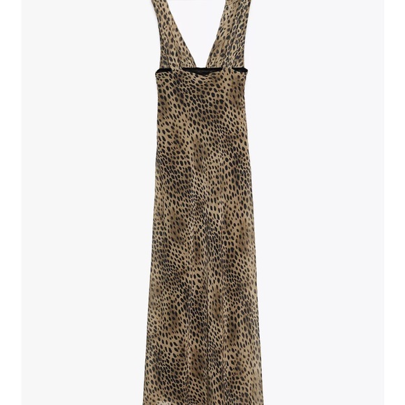 Zara Animal Print Foulard Maxi Dress | Leopard Evening Gown Scarf L NWT SOLD OUT - Picture 6 of 6